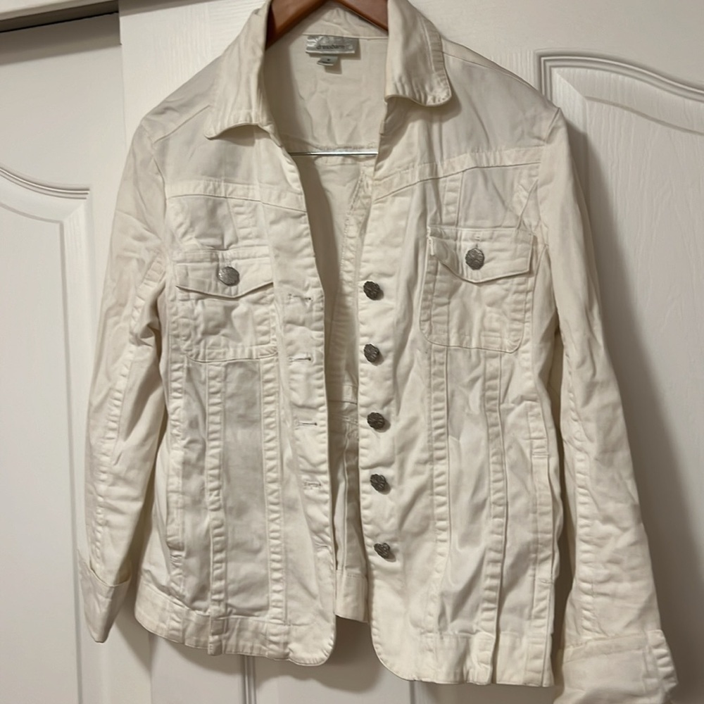 Women's Dress Barn White Denim Jacket - Med - Picture 4 of 5